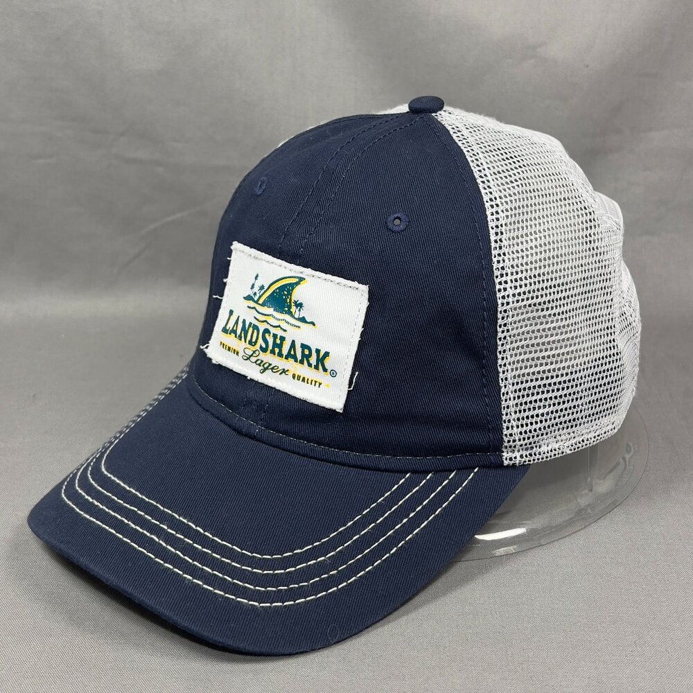 Landshark Lager Snapback Hat Navy Beer Trucker Mesh Golfer Adjustable Dad Mens